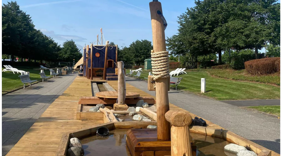 Wooden pirate ship climbing frame for children